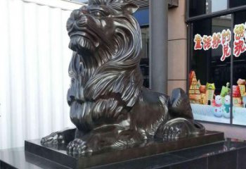 大門口獅子雕塑，仿銅玻璃鋼獅子雕塑加工制作