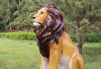 仿真動(dòng)物雕塑，公園玻璃鋼仿真獅子雕塑