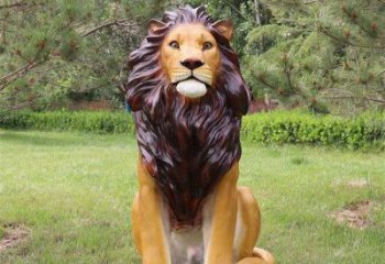 仿真獅子雕塑，公園動(dòng)物景觀雕塑，玻璃鋼獅子雕塑