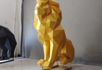 景觀獅子雕塑供應(yīng)，切面動物雕塑，不銹鋼獅子雕塑供求