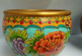 彩繪吉祥銅缸雕塑