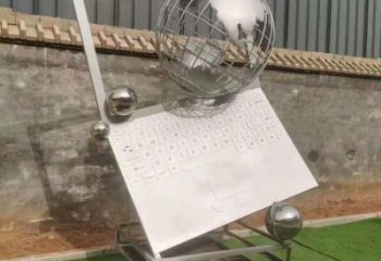 地球儀雕塑訂做，景區(qū)雕塑，鏡面筆記本地球儀雕塑廠家