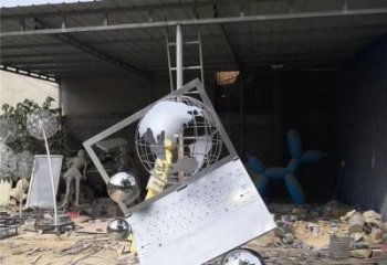 地球儀雕塑通用，街景小品，筆記本地球儀雕塑制造