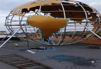 地球儀雕塑展品，景觀概念，鏤空鏡面地球儀雕塑優選