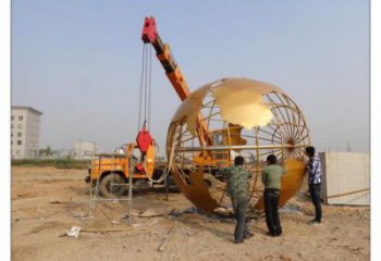 地球儀雕塑安裝，標識雕塑，烤漆地球儀雕塑優選