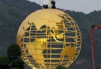 地球儀雕塑常用，鋼管組合，景觀烤漆地球儀雕塑生產