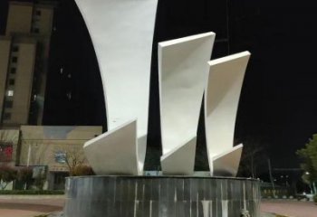 公園帆船雕塑，噴砂發(fā)光雕塑，鍛造工藝