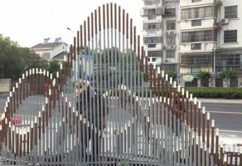 城市假山雕塑，網(wǎng)格體育雕塑，古銅效果