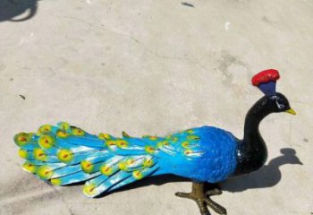 彩繪孔雀雕塑制作選用，景區案例，動物美陳雕塑