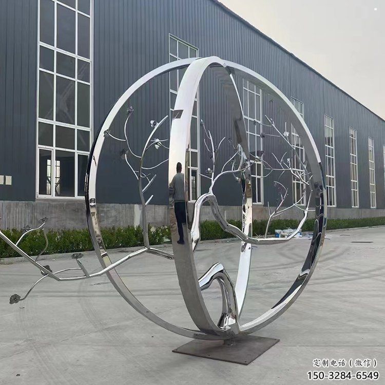 圓環樹雕塑優選，陸地擺件，不銹鋼圓環樹雕塑供應