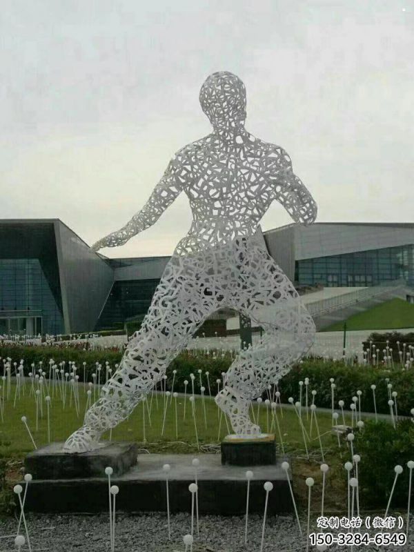 鏤空李小龍雕塑制造，街景小品，鐵藝人物雕塑優價