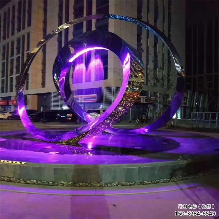 圓環雕塑標準，彩鋼制作，燈光圓環雕塑優價
