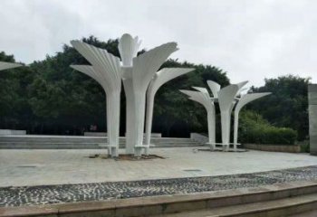 遮陽樹雕塑展品，室外軟裝，不銹鋼遮陽樹雕塑訂做