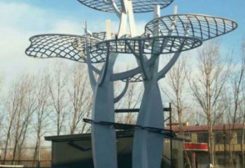 蘑菇樹雕塑定價，街頭雕塑，鏤空蘑菇樹雕塑制作廠家