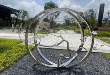 圓環樹雕塑選定，美陳雕塑，不銹鋼圓環樹雕塑定做