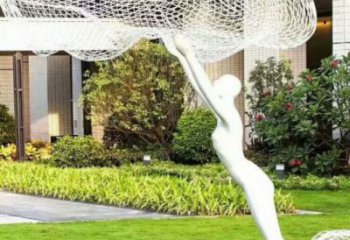 鏤空人物雕塑選用，小區(qū)擺件，大型鐵藝人物雕塑公司