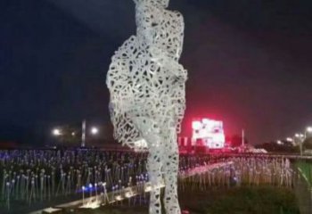 鏤空人物雕塑預(yù)定，城區(qū)小品，現(xiàn)代鐵藝人物雕塑制造商