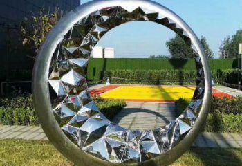 鏡面圓圈雕塑點擊，陸地擺件，不銹鋼圓圈雕塑預定