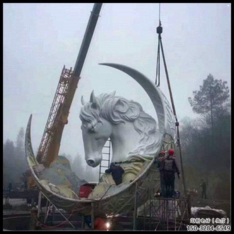 月亮雕塑通用，陸地擺件，各類月亮馬頭雕塑點擊