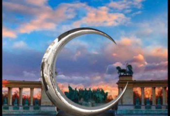 月牙雕塑精選，露天雕塑，景觀鏤空月牙雕塑訂做