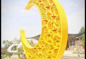 月亮船雕塑供應，城區小品，不銹鋼月亮船雕塑制造商