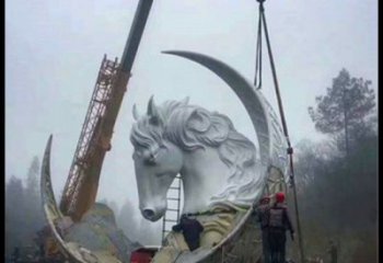 月亮雕塑通用，陸地擺件，各類月亮馬頭雕塑點擊