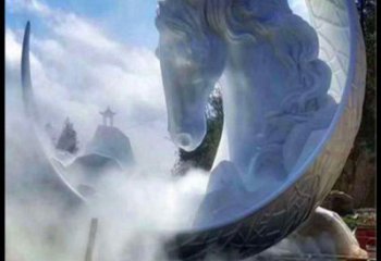 月亮雕塑優選，室外雕塑，景觀月亮馬頭雕塑優選