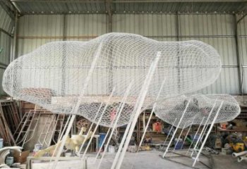 鏤空云朵雕塑，編織工藝制作，金屬景觀雕塑