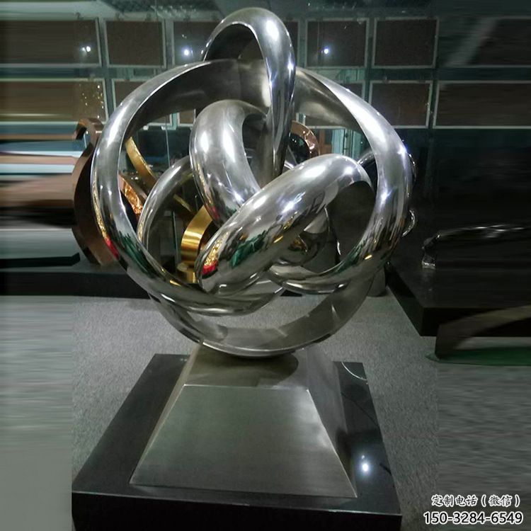 蕪湖地產(chǎn)雙環(huán)雕塑定做，城區(qū)小品，景觀不銹鋼雙環(huán)雕塑定價(jià)