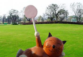 宣城小區(qū)小貓雕塑，抽象系列，彩繪工藝