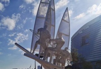 街道帆船雕塑，鍛造景觀雕塑，古銅效果