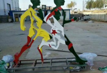 中山賽跑雕塑，鏤空工藝制作，不銹鋼烤漆體育人物雕塑