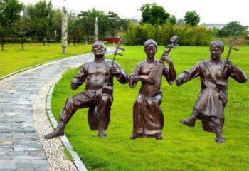 柳州拉二胡雕塑點(diǎn)擊，景觀雕塑，別墅民俗人物雕塑供求