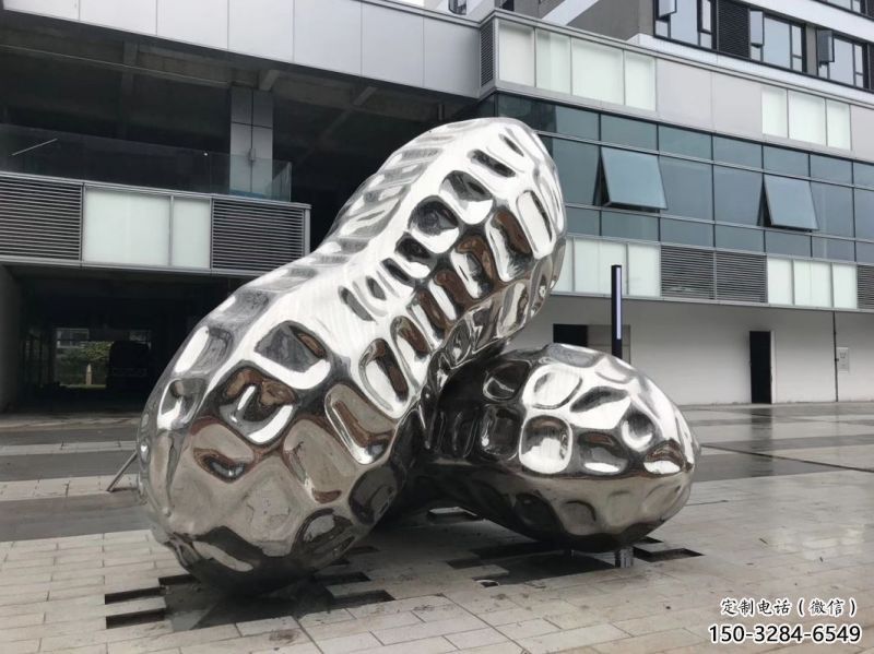 衡水花生雕塑制造，白鋼構件，不銹鋼花生雕塑提供