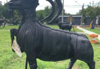 邯鄲輪胎山羊雕塑供應(yīng)，公園雕塑，鑄銅輪胎羊雕塑供求