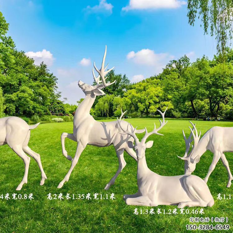 佳木斯梅花鹿雕塑定價，景觀概念，玻璃鋼梅花鹿雕塑預定