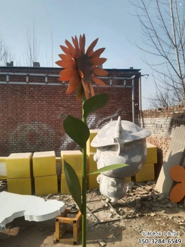 荊門(mén)太陽(yáng)花雕塑工程，美陳雕塑，玻璃鋼太陽(yáng)花雕塑廠家