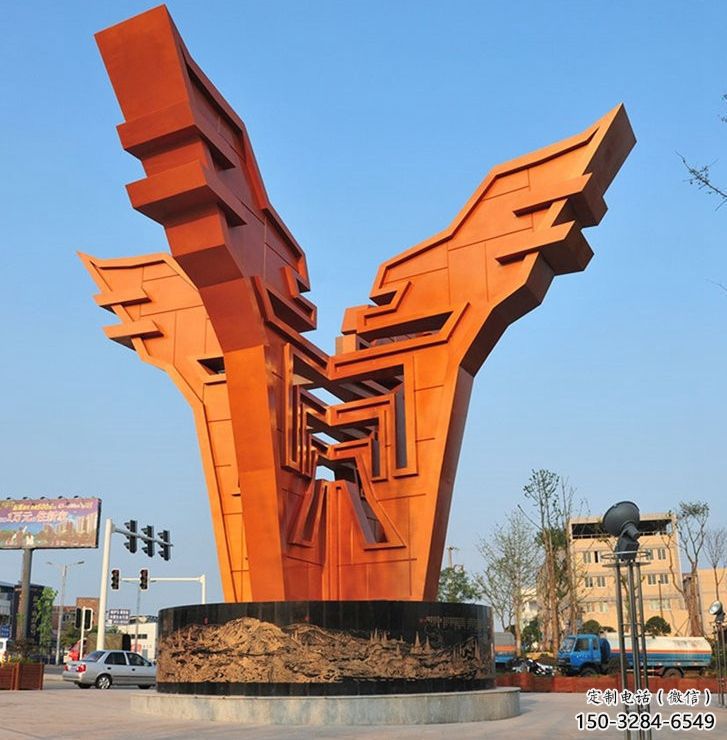 泰州城市精神堡壘雕塑，抽象建筑元素，廣場景觀雕塑小品