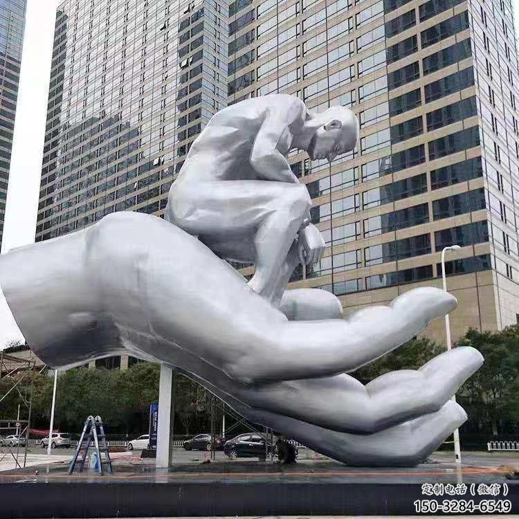 上饒沉思者雕塑，景觀雕塑，手托人物雕塑廠家提供