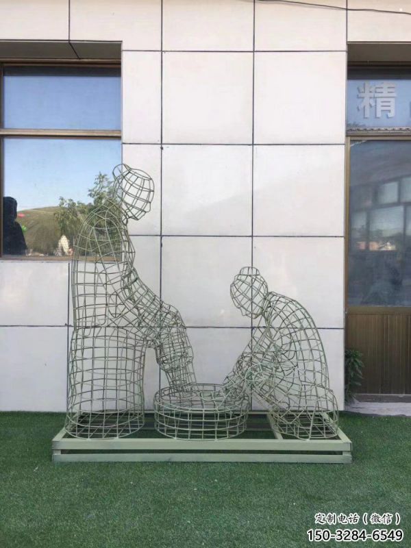 隆德鏤空孝道雕塑通用，街景小品，鐵藝洗腳雕塑制造