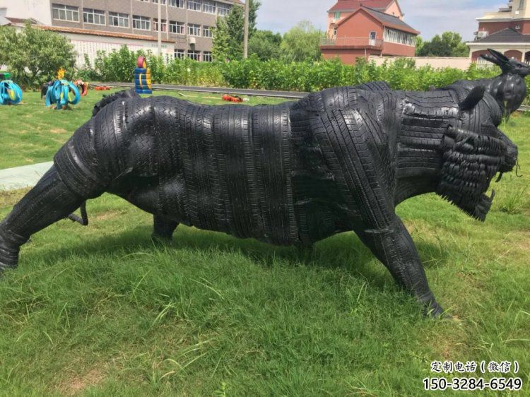 黃南輪胎牛雕塑承接，鍛造工藝，仿銅輪胎牛雕塑訂做