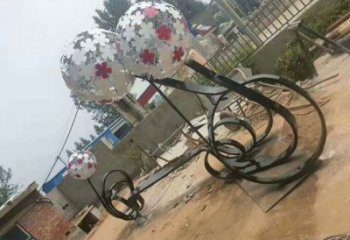 包頭大型蒲公英坐凳雕塑，現代元素設計，不銹鋼坐凳雕塑