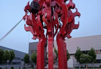 鄂爾多斯火球雕塑，精神堡壘火球雕塑落地展示