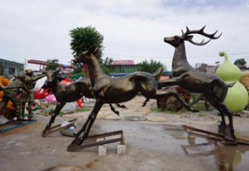 平羅戶外小鹿批發，動物雕塑，梅花鹿銅雕塑供求