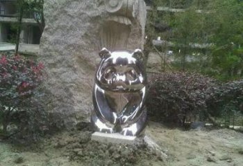 鹽池熊貓雕塑服務商，動物美陳雕塑，不銹鋼熊貓雕塑廠家