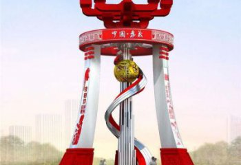 海原城市精神堡壘雕塑，地標文明建筑不銹鋼雕塑