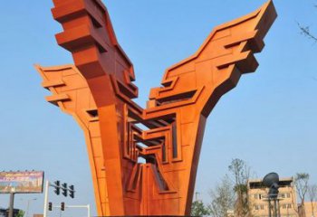 興慶城市精神堡壘雕塑，抽象建筑元素，廣場景觀雕塑小品