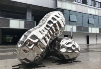 祁連花生雕塑制造，白鋼構(gòu)件，不銹鋼花生雕塑提供
