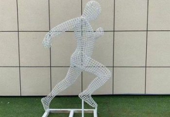 蓮湖鏤空運動員雕塑訂做，城市雕塑，鐵藝體育人物雕塑廠