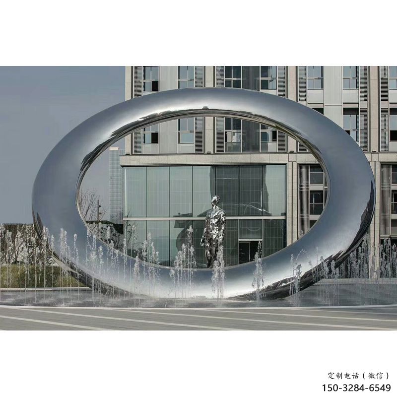昌都小區(qū)圓環(huán)雕塑，水簾噴泉雕塑，水景藝術效果